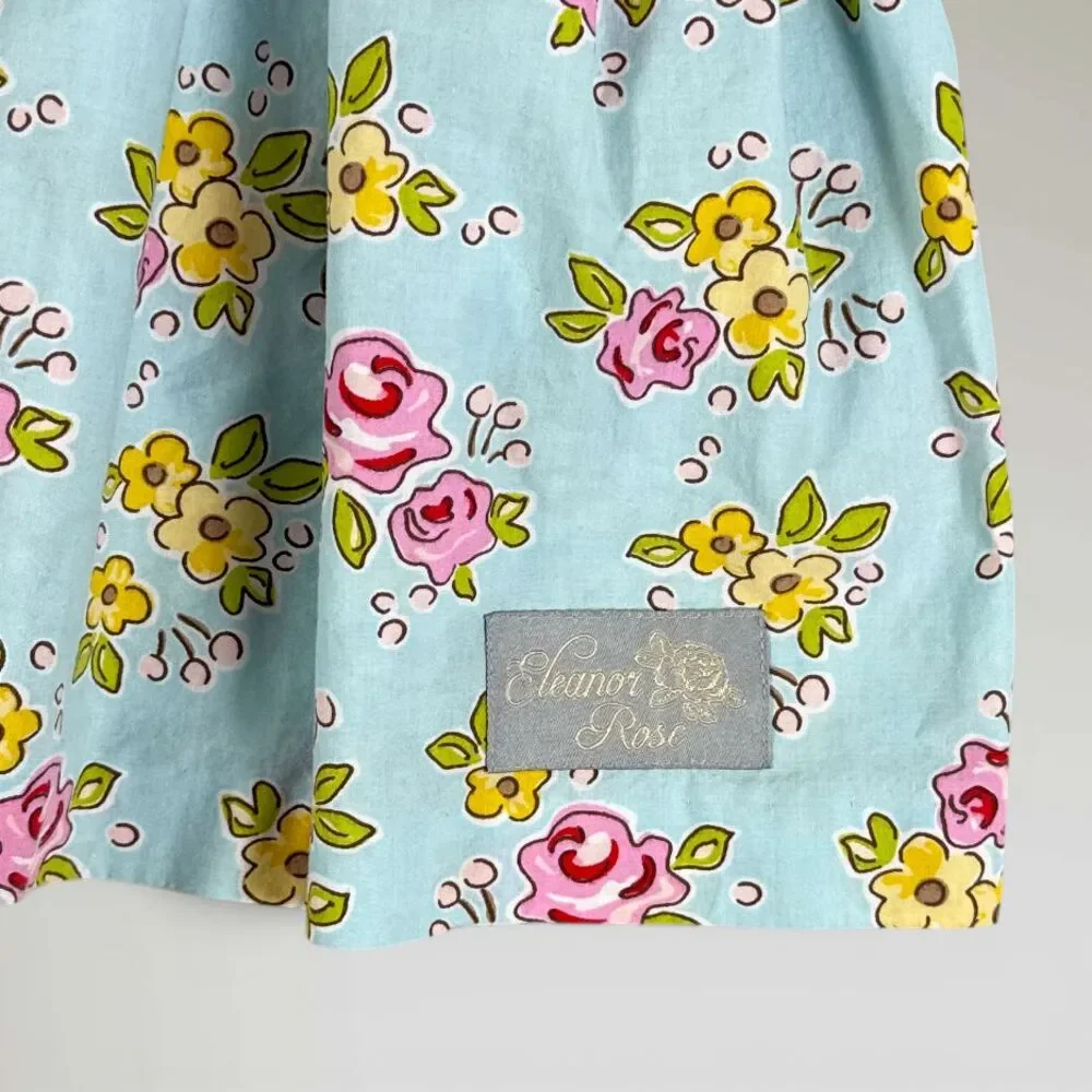 Eleanor Rose Girl's Floral Dress Flutter Sleeves Boutique Blue Flowers Size 2